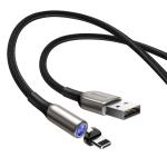 Cablu pentru incarcare si transfer de date Baseus Magnetic Zinc, USB/Lightning, 1.5A, 2m, Negru