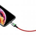 Cablu pentru incarcare si transfer de date Baseus Magnetic Zinc, LED, USB/Lightning, 1.5A, 2m, Rosu 5 - lerato.ro