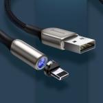 Cablu pentru incarcare si transfer de date Baseus Magnetic Zinc, USB/Lightning, 1.5A, 2m, Mov