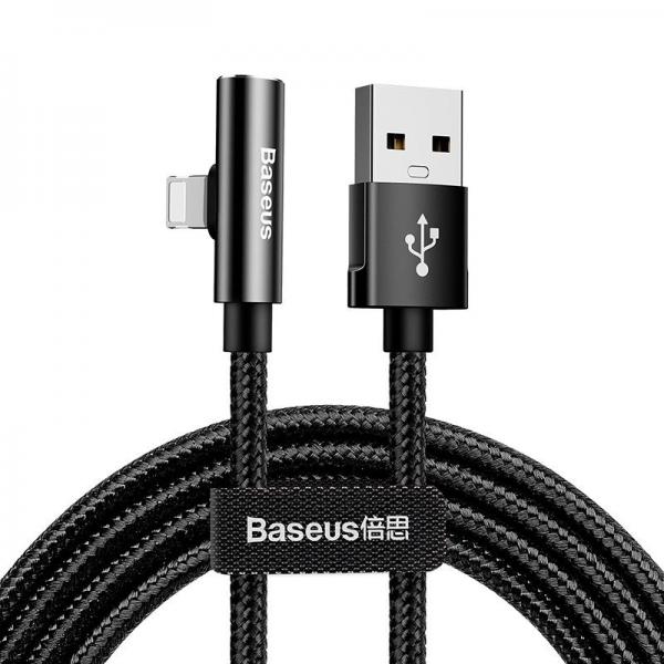 Cablu pentru incarcare si transfer de date Baseus Rhytm Bent, USB la tata Lightning si mama Lightning, 1.2m, Negru