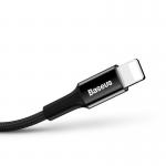 Cablu pentru incarcare si transfer de date Baseus Shining, USB/Lightning, LED, 2A, 1m, Negru