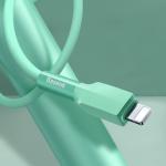 Cablu pentru incarcare si transfer de date Baseus Silica Gel, USB/Lightning, 2.4A, 1m, Verde
