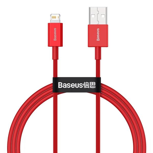 Cablu pentru incarcare si transfer de date Baseus Superior, USB/Lightning, 2.4A, 1m, Rosu