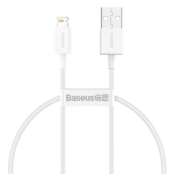 Cablu pentru incarcare si transfer de date Baseus Superior, USB/Lightning, 2.4A, 25cm, Alb 1 - lerato.ro