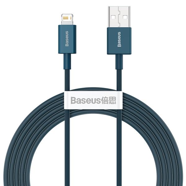 Cablu pentru incarcare si transfer de date Baseus Superior, USB/Lightning, 2.4A, 2m, Albastru 1 - lerato.ro
