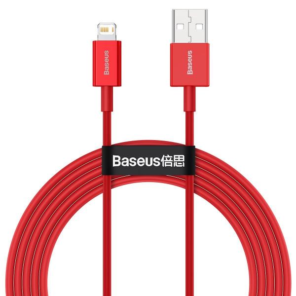 Cablu pentru incarcare si transfer de date Baseus Superior, USB/Lightning, 2.4A, 2m, Rosu 1 - lerato.ro