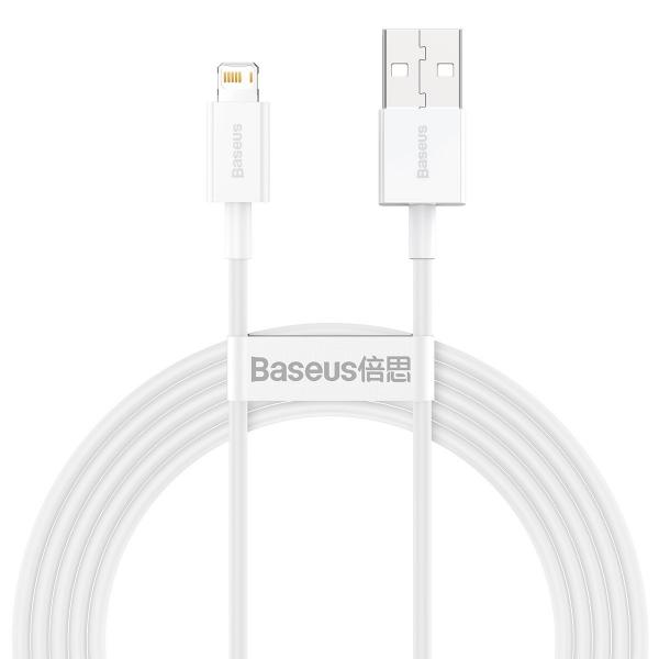 Cablu pentru incarcare si transfer de date Baseus Superior, USB/Lightning, 2.4A, 2m, Alb