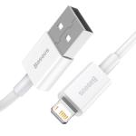 Cablu pentru incarcare si transfer de date Baseus Superior, USB/Lightning, 2.4A, 2m, Alb