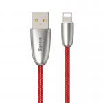 Cablu pentru incarcare si transfer de date Baseus Torch, USB/Lightning, LED, 2.4A, 1m, Rosu