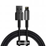 Cablu pentru incarcare si transfer de date Baseus Tungsten Gold, USB/Lightning, 2.4A, 1m, Negru 2 - lerato.ro