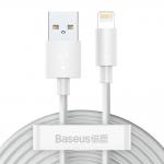 Cablu pentru incarcare si transfer de date Baseus Wisdom, USB/Lightning, Fast Charging, 2.4A, 1.5m, Alb, Set 2 bucati 2 - lerato.ro