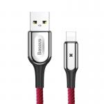Cablu pentru incarcare si transfer de date Baseus X-Shaped, USB/Lightning, LED, 2.4A, 1m, Rosu 2 - lerato.ro