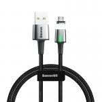 Cablu pentru incarcare si transfer de date Baseus Magnetic Zinc, USB/Micro-USB, LED, 2.4A, 1m, Negru 2 - lerato.ro
