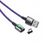 Cablu pentru incarcare si transfer de date Baseus Magnetic Zinc, USB/Micro-USB, LED, 2.4A, 1m, Mov 2 - lerato.ro