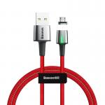 Cablu pentru incarcare si transfer de date Baseus Magnetic Zinc, USB/Micro-USB, LED, 2.4A, 1m, Rosu 2 - lerato.ro