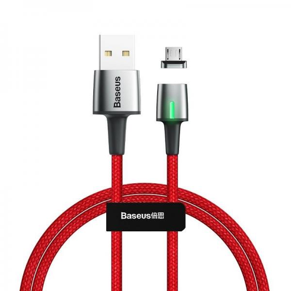 Cablu pentru incarcare si transfer de date Baseus Magnetic Zinc, USB/Micro-USB, LED, 2.4A, 1m, Rosu 1 - lerato.ro