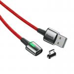 Cablu pentru incarcare si transfer de date Baseus Magnetic Zinc, USB/Micro-USB, LED, 2.4A, 1m, Rosu 3 - lerato.ro