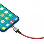Cablu pentru incarcare si transfer de date Baseus Magnetic Zinc, USB/Micro-USB, LED, 2.4A, 1m, Rosu