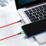 Cablu pentru incarcare si transfer de date Baseus Magnetic Zinc, USB/Micro-USB, LED, 2.4A, 1m, Rosu