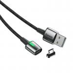 Cablu pentru incarcare si transfer de date Baseus Magnetic Zinc, USB/Micro-USB, LED, 1.5A, 2m, Negru