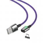 Cablu pentru incarcare si transfer de date Baseus Magnetic Zinc, USB/Micro-USB, LED, 1.5A, 2m, Mov