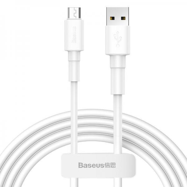 Cablu pentru incarcare si transfer de date Baseus Mini, USB/Micro-USB, 2.4A, 1m, Alb 1 - lerato.ro