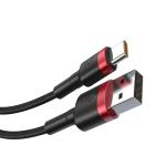Cablu pentru incarcare si transfer de date Baseus Cafule, USB - USB Type-C/Lightning, Quick Charge 3.0, 18W, 2.4A, 1.2m, Negru/Rosu 3 - lerato.ro