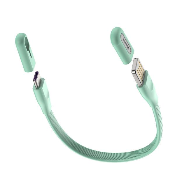 Cablu pentru incarcare si transfer de date Baseus Bracelet, USB/USB Type-C, 5A, 22cm, Mint 1 - lerato.ro