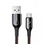 Cablu pentru incarcare si transfer de date Baseus C-shaped, USB/USB Type-C, LED, Quick Charge 3.0, 3A, 1m, Negru 2 - lerato.ro