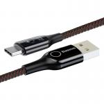 Cablu pentru incarcare si transfer de date Baseus C-shaped, USB/USB Type-C, LED, Quick Charge 3.0, 3A, 1m, Negru
