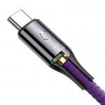 Cablu pentru incarcare si transfer de date Baseus C-shaped, USB/USB Type-C, LED, Quick Charge 3.0, 3A, 1m, Mov