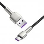 Cablu pentru incarcare si transfer de date Baseus Cafule Metal, USB/USB Type-C, Power Delivery 40W, 5A, 25cm, Negru