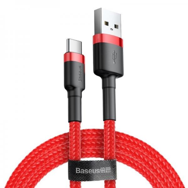 Cablu pentru incarcare si transfer de date Baseus Cafule USB/USB Type-C 50cm Rosu 1 - lerato.ro