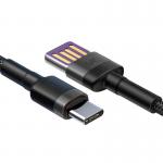 Cablu pentru incarcare si transfer de date Baseus Cafule, USB/USB Type-C, Super Charge, Quick Charge 3.0, 5A, 1m, Negru/Gri 7 - lerato.ro