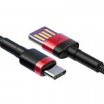 Cablu pentru incarcare si transfer de date Baseus Cafule, USB/USB Type-C, Super Charge, Quick Charge 3.0, 5A, 1m, Negru/Rosu 4 - lerato.ro