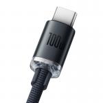 Cablu pentru incarcare si transfer de date Baseus Crystal Shine, USB/USB Type-C, 100W, 1.2m, Negru