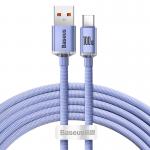 Cablu pentru incarcare si transfer de date Baseus Crystal Shine, USB/USB Type-C, 100W, 5A, 1.2m, Mov 2 - lerato.ro