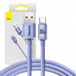 Cablu pentru incarcare si transfer de date Baseus Crystal Shine, USB/USB Type-C, 100W, 5A, 1.2m, Mov