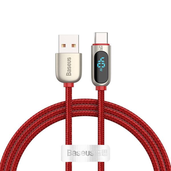 Cablu pentru incarcare si transfer de date Baseus Digital Display, USB/USB Type-C, 40W, 5A, 1m, Rosu