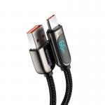 Cablu pentru incarcare si transfer de date Baseus Display, USB/USB Type-C, 66W, 1m, Negru