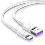 Cablu pentru incarcare si transfer de date Baseus Double Ring, USB/USB Type-C, Super Charge, 5A, 1m, Alb