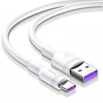Cablu pentru incarcare si transfer de date Baseus Double Ring, USB/USB Type-C, Super Charge, 5A, 2m, Alb