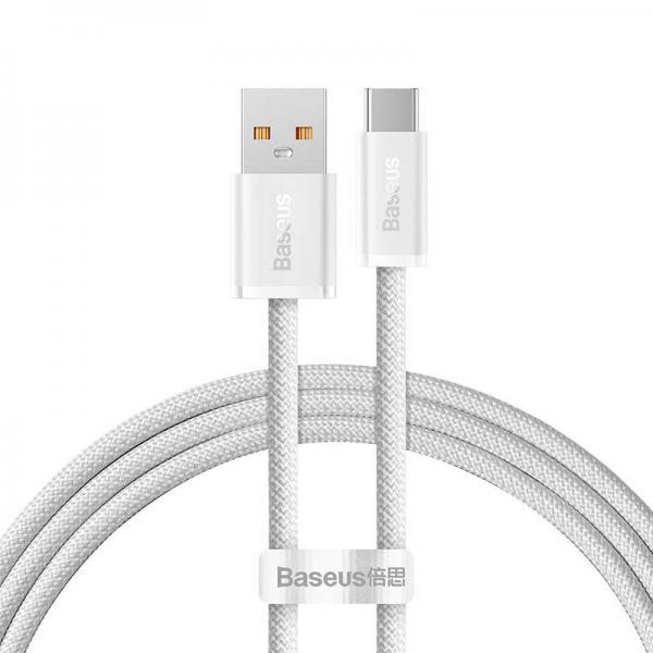 Cablu pentru incarcare si transfer de date Baseus Dynamic, USB/USB Type-C, 100W, 1m, Alb