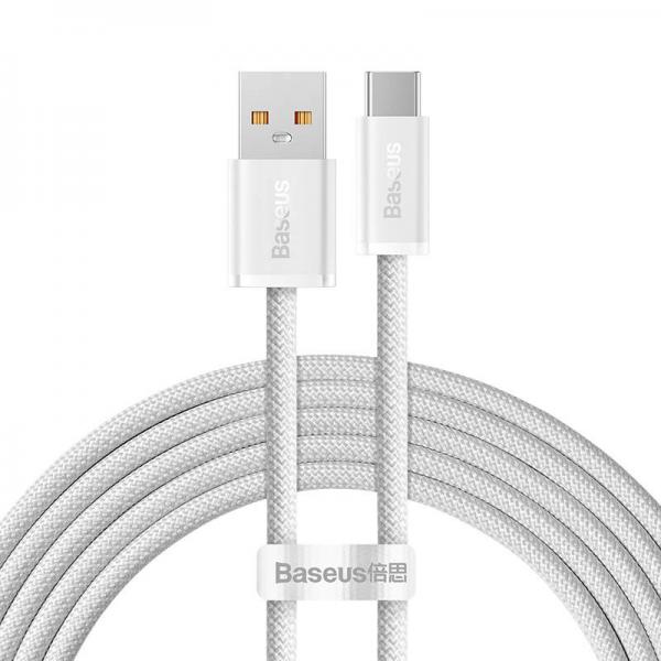 Cablu pentru incarcare si transfer de date Baseus Dynamic, USB/USB Type-C, 100W, 2m, Alb