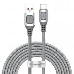 Cablu pentru incarcare si transfer de date Baseus Flash, USB/USB Type-C, Quick Charge 3.0, 5A, 15W, 2m, Silver 2 - lerato.ro