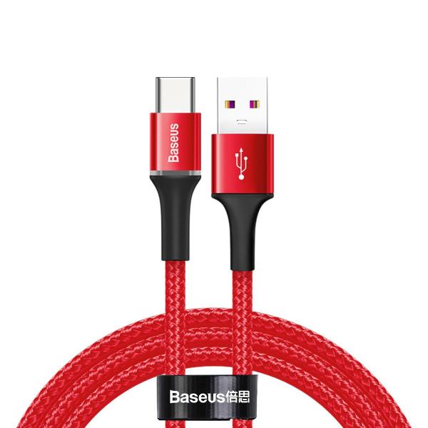 Cablu pentru incarcare si transfer de date Baseus Halo, USB/USB Type-C, LED, 40W, 5A, 1m, Rosu 1 - lerato.ro