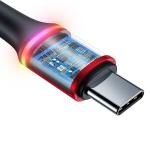 Cablu pentru incarcare si transfer de date Baseus Halo, USB/USB Type-C, LED, 40W, 5A, 1m, Rosu 4 - lerato.ro