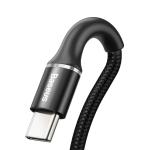 Cablu pentru incarcare si transfer de date Baseus Halo, USB/USB Type-C, LED, 3A, 25cm, Negru