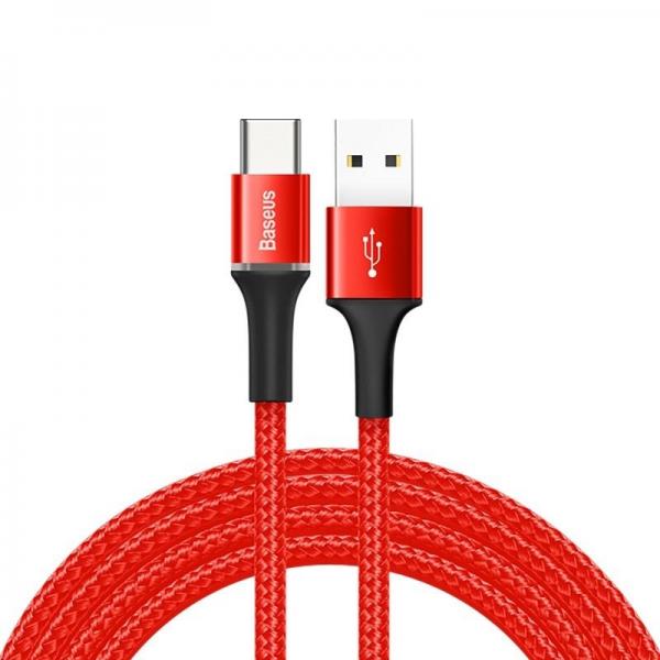 Cablu pentru incarcare si transfer de date Baseus Halo, USB/USB Type-C, LED, 2A, 2m, Rosu 1 - lerato.ro