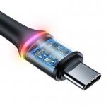 Cablu pentru incarcare si transfer de date Baseus Halo, USB/USB Type-C, LED, 40W, 5A, 2m, Negru